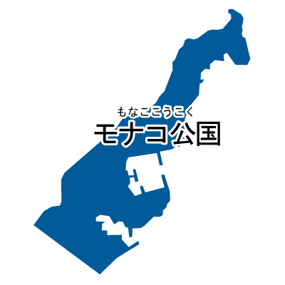 モナコ公国無料フリーイラスト｜漢字・ルビあり(青)